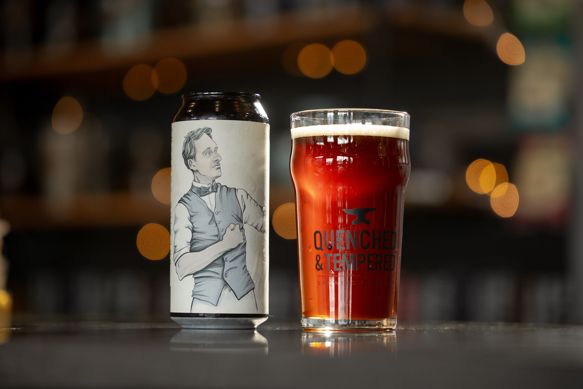 Beer can with strong woman
